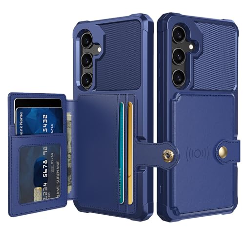 Étui antichoc pour iPhone Samsung S24 FE bleu à clapet portefeuille