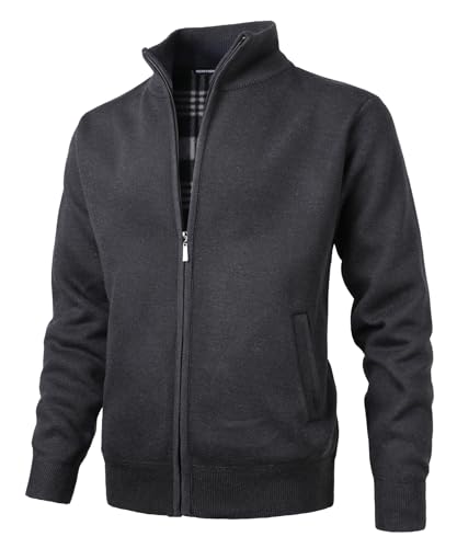 Herothorn Cárdigan de Punto Cremallera cálido suéter Forro Polar para Hombre Chaqueta Jersey de Manga Larga suéter Grueso Completa y Cuello Alto cálido JerséIs Rebeca Sueltos Acolchado