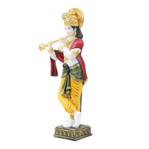 Image of ARMONIA Lord Krishna Idol Marble Dust Statue Murti | Krishana Sculpture for Home Decor, Pooja ghar, Mandir & Gifting Item |Best Gift for Housewarming (30 cm, Multicolor) (Including Microfiber Cloth)