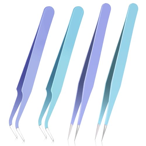 Dimeho 4 Pcs Aufkleber Pinzette, Edelstahl Gerade und Gebogene Spitze Pinzette Zange Wimpern Pinzette Niedlich Handwerk Pinzette Kit für Basteln, Aufkleber, Wimpern Erweiterungen, Schmuck Machen Dimeho 4 Pcs Aufkleber Pinzette, Edelstahl Gerade und Gebogene Spitze Pinzette Zange Wimpern Pinzette Niedlich Handwerk Pinzette Kit für Basteln, Aufkleber, Wimpern Erweiterungen, Schmuck Machen