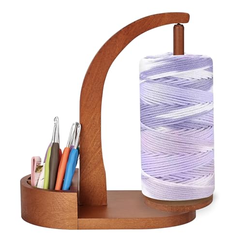 Image of Ebrima Wooden Magnetic Yarn Holder, Yarn Ball Spinner Crochet Yarn Holder for Knitting Crocheting Crochet Accessories Storage Attachment for DIY Crafts Gifts Knitting Lovers