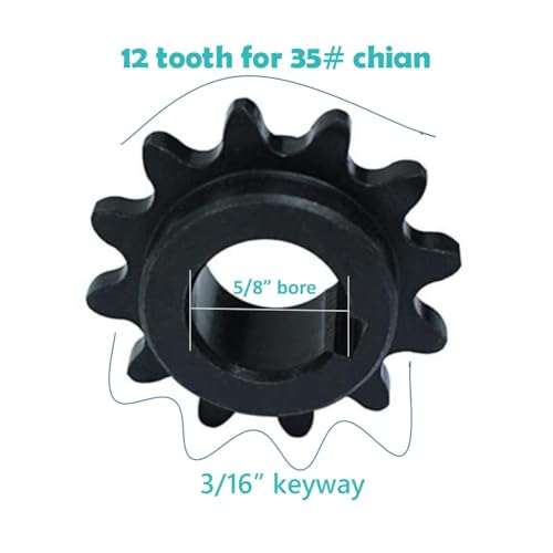 Image of QYMOTO 35# 12 Tooth Chain Sprocket 5 /8 Bore 3 /16 inch Keyway C Type for Go Kart and Mini Bike with 20 30 Series Torque Converters