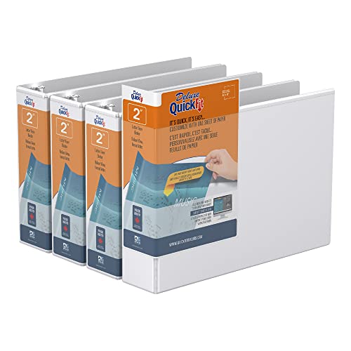 Quickfit Heavy-Duty Landscape 3-Ring Binder, Round Ring, 8 1/2 Inches By 11 Inches, 2 Inch, White, Pack Of 4 #TOP12