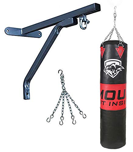 IWIN RMOUR Unfilled Black Red Heavy PU Punch Bag Boxing MMA Sparring Punching Training Kick Boxing Muay Thai with Hanging Chain and Heavy Duty Wall Mounted Stand (5 FEET), Red Black (B08QZRDNRJ) Amazon Price History, Amazon Price Tracker