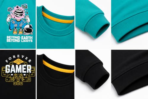 Image of NammaBaby Boys Loopknit Cotton Round Neck T-Shirt Chest Printed Full Sleeves Sweatshirt for Light Winters Pack of 2
