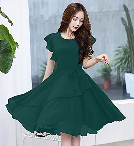 Image of GG Fashion Women's Fit and Double Flare Knee Length Dress