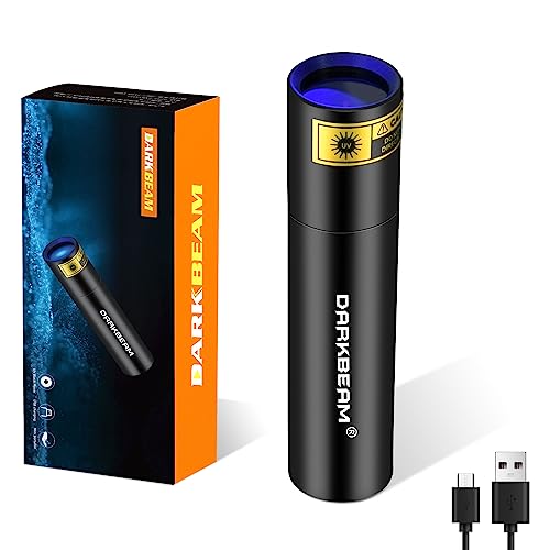 DARKBEAM UV Flashlight 365nm Light USB Rechargeable with UV-Filter, Wood's lamp Blacklight LED...