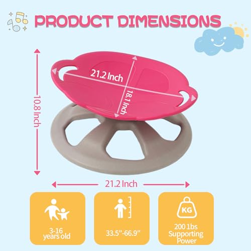 Image of BABAMU Spinning Chair for Autistic Kids, Sensory Swivel Chair, 220LBS Weight Capacity, Autism Sensory Products, Autism Toys, Sensory Toy (Pink, Handle)