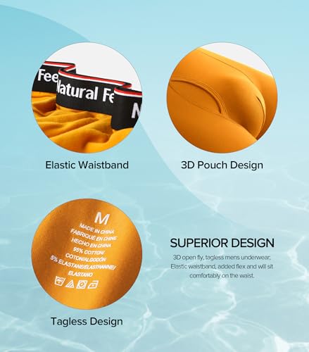 Image of Natural Feelings Boxer Briefs Mens Underwear Men Pack Soft Cotton Open Fly Underwear