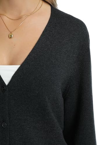 QUALFORT Women's 100% Cotton Midweight V-Neck Button Down Cardigan Sweaters with Pockets3