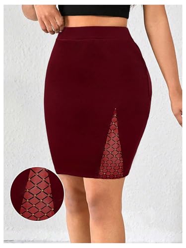 Women's Rhinestone Bodycon Skirts High Waisted Work Office Pencil Skirt3