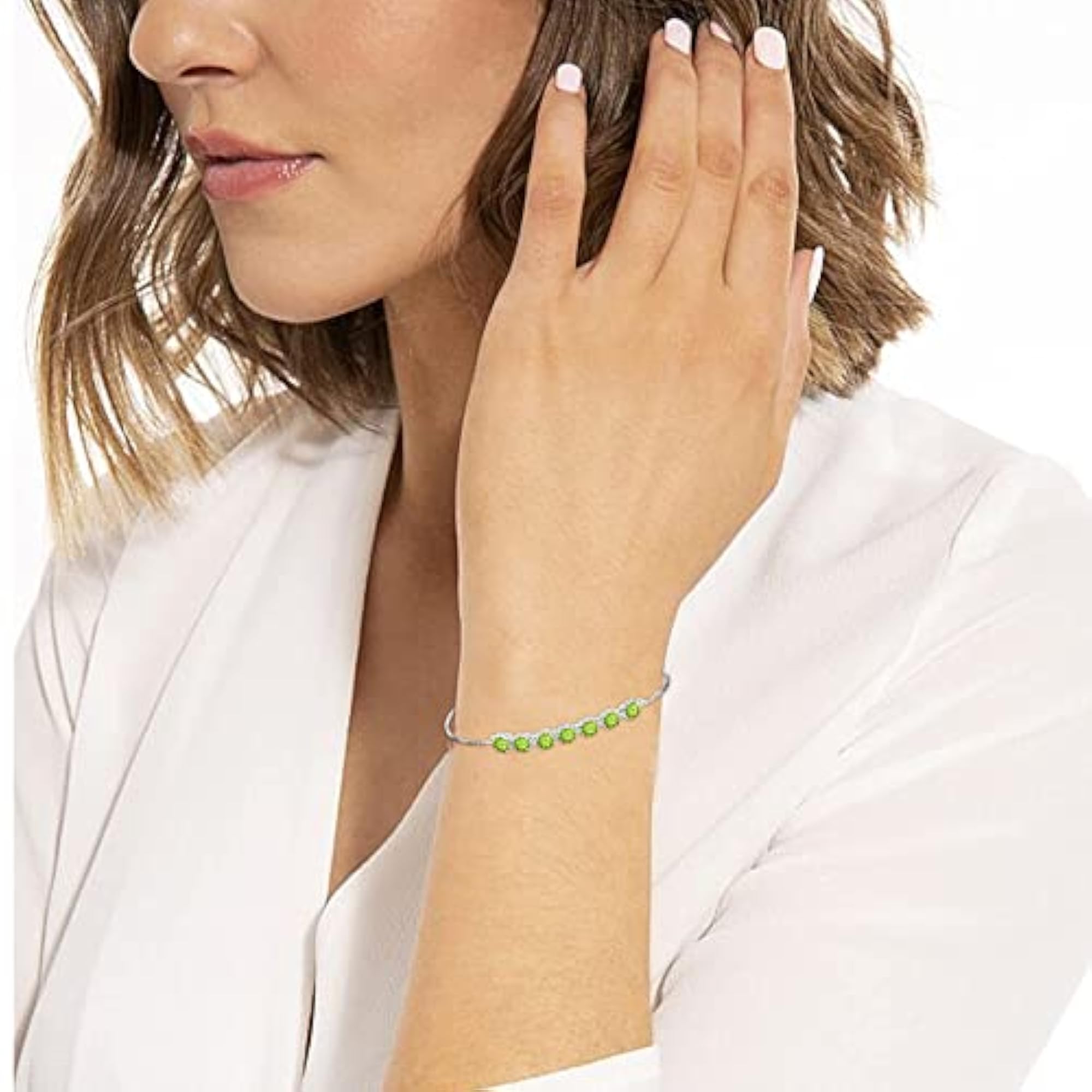 Women's 925 Sterling Silver Adjustable Birthstone Bracelet