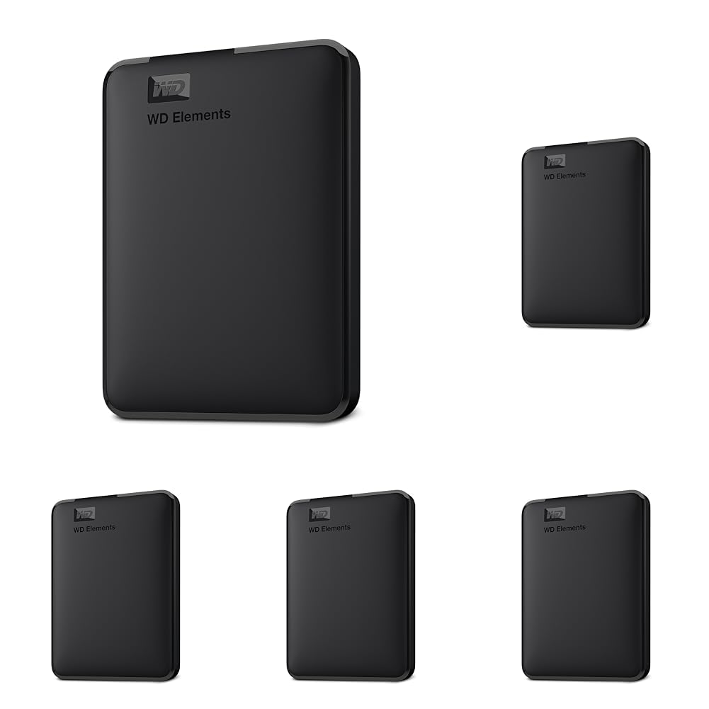 Western Digital WD 5TB Elements Portable External Hard Drive for Windows,USB 3.2 Gen 1/USB 3.0 for PC & Mac,Plug and Play Ready - WDBU6Y0050BBK-WESN,(Pack of 5) Portable 5TB (Pack of 5)