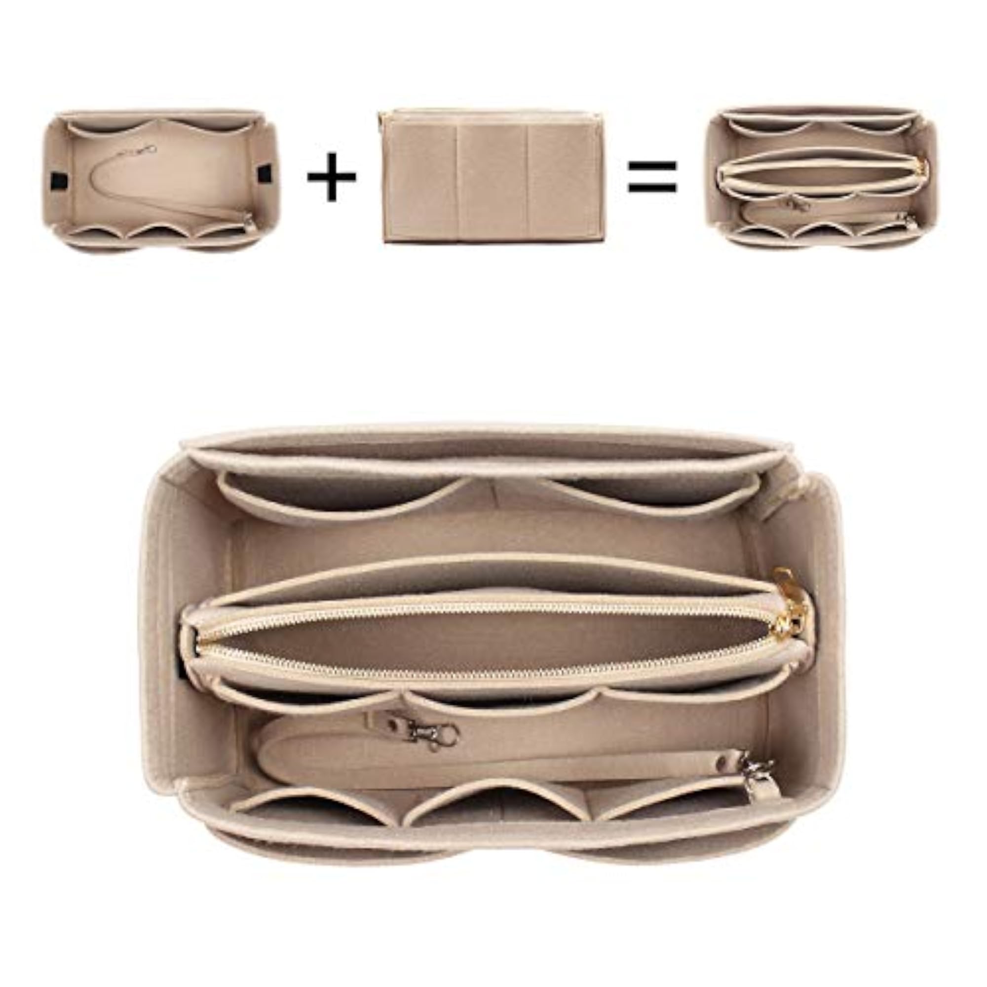Purse Organizer Insert, Bag Organizer for Speedy Neverfull, Beige