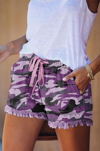 Image of YOCUR Womens Lightweight Shorts Casual Baggy Trendy Hot Pants Elastic Waist Drawstring Comfy Shorts