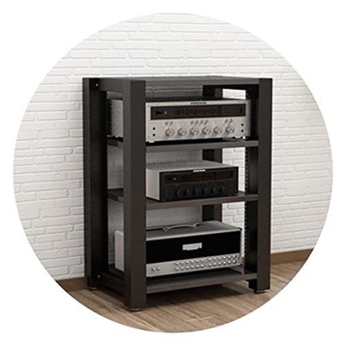 HiFi armadietto audio a strati per apparecchiature stereo e giradischi piedini ammortizzanti 60 x 51 x 80 cm perfetto per home theatre e componenti video nero