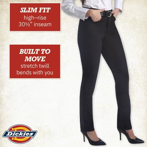 Dickies Womens High Rise Skinny Twill Pants, Rinsed Black, 27 US - image 3