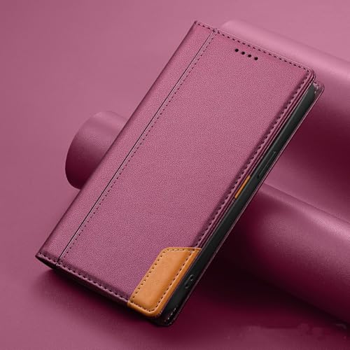 Étui en cuir iPhone 13 Pro rouge avec protection magnétique haut de gamme