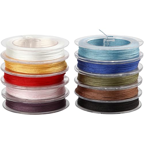 Cordon polyester 1mm assortiment de 10 couleurs pour loisirs créatifs