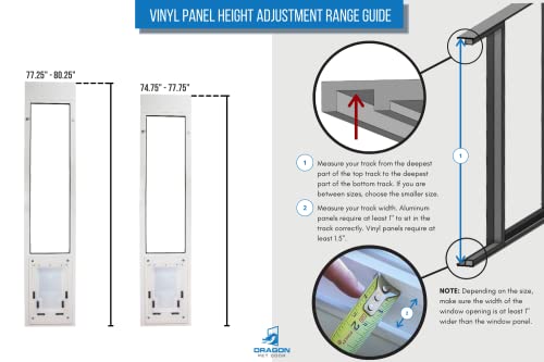 Dragon Pet Door For Vinyl Sliding Glass Doors | Quick & Easy Installation, No-Tools Required | Pet Friendly Access | White, Large Single Flap, 77.25"-80.25" Slider Height #TOP2