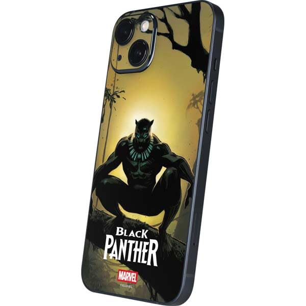 Skinit Decal Phone Skin Compatible with iPhone 15 Plus - Officially Licensed Marvel Black Panther TChalla King of Wakanda Design