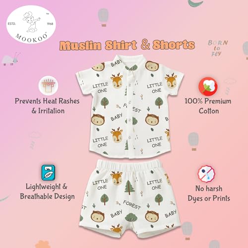 Image of Premium Muslin Baby Shirt & Shorts Set | Ultra-Soft Cotton Co-Ord for Newborns | Lightweight, Breathable & Skin-Friendly Wear
