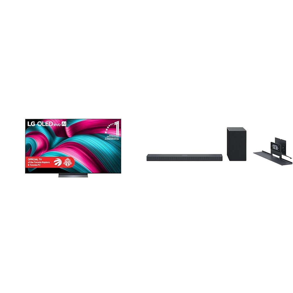 LG 77-Inch C5 OLED evo 4K Smart TV and, LG SC9S 3.1.3 Channel 400W C-Series OLED Soundbar, Dolby Atmos