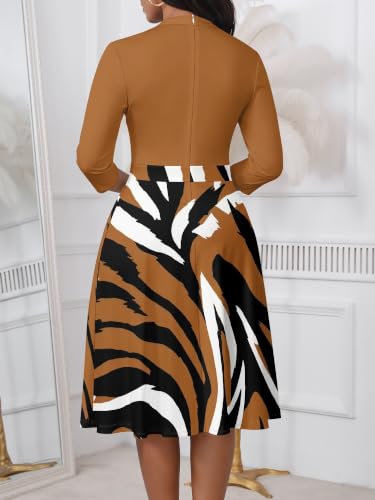 Image of PinkPatty Women's Casual A-line Midi Dresses 3 /4 Sleeve V Neck Fit and Flare Dress with Pockets