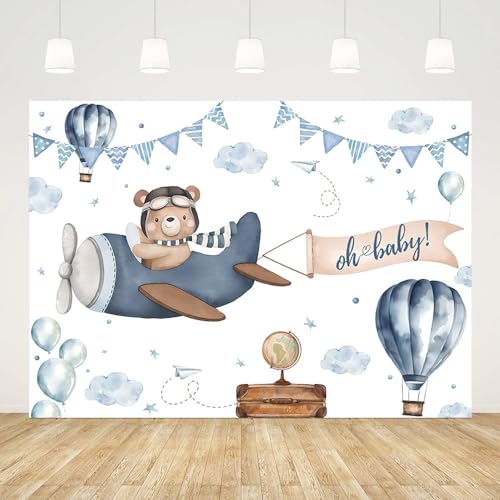 Fondo Fotográfico Baby Shower Oso Azul 7x5ft miniatura 2