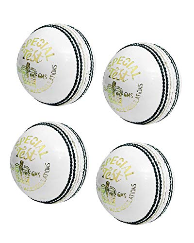 Balles de cricket blanches en cuir CW lot de 4 matériel saison dure test spécial