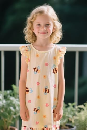 Girls Nightgown Toddler Nightwear Dress Kids Toddler Sleepwear Nightshirt Ruffled Summer Casual Nighties 2-8 Years2