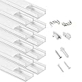 10-Pack 3.3ft/1Meter U Shape LED Aluminum Channel System with Milky Cover, End Caps and Mounting Clips, Aluminum Profile for LED Strip Light Installations, Very Easy Installation
