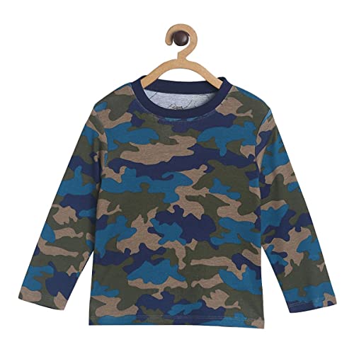 Image of miniklub Boys Blue Camouflage Printed T-Shirt