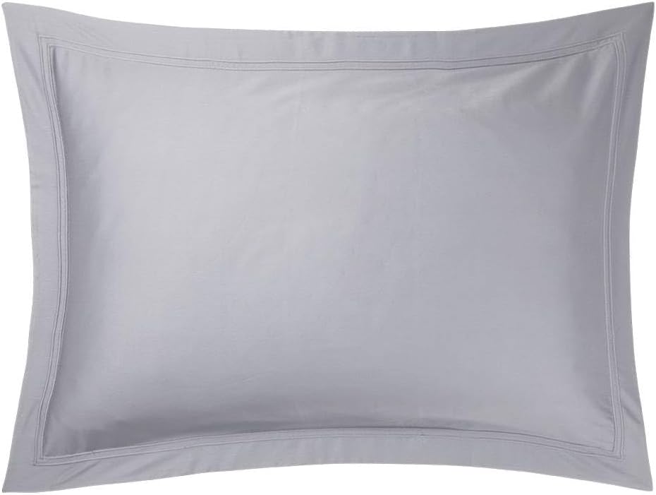 Yves Delorme Triomphe Platine (Platinum Grey) Standard 20 x 30 in Sham - Extra Soft and Warm Luxury Sheets, 100% Natural Organic French Bed Linens - Breathable and Durable