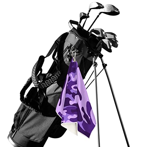 Pardick Golf Towel For Men Women Purple Camouflage Camo, Golf Towels For Golf Bags With Clip Accessories, Microfiber Fabric Clean Golf Balls, Great Funny Gifts For Golf Club Fan 24 X 15In #TOP1