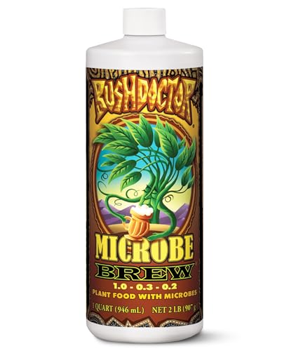 Hydrofarm FoxFarm Bushdoctor Microbe Brew - Liquid Macro & Micronutrients, Enhances Root Efficiency, Growth & Nutrient Uptake - Soil Revitalizer- NPK 1.0-0.3-0.2 (Quart)