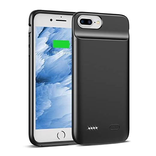 Battery Case for iPhone 8 Plus/7 Plus/6 Plus/6s Plus, Upgraded 5000mAh Slim Charging Case Extend 120% Battery Life, Portable Charger Case Compatible iPhone 8 Plus/7 Plus/6 Plus/6s Plus (Black)