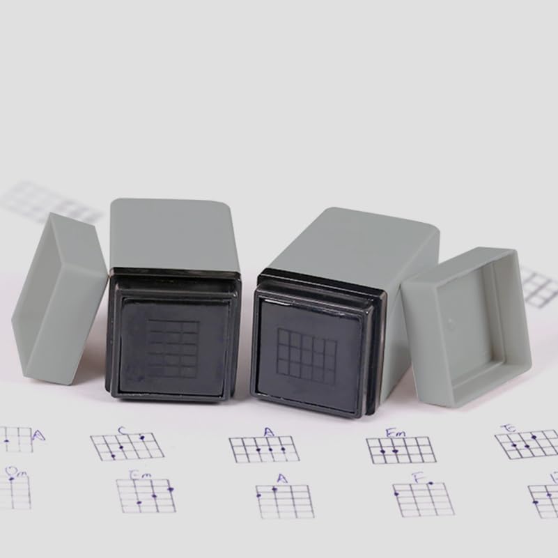 Kisangel 3 Pcs Guitar Chord Stamp Set Mini Handheld Chord Stamp Tool for Ukulele Acoustic Guitar Practice Music Learning Chart Marking Portable Ink Stamping Accessory