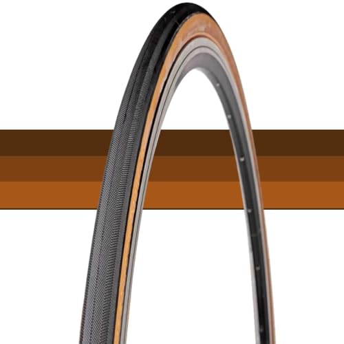 700x25c Neumático para Bicicleta, Neumático Clincher con Talón de Acero para Bici de Carretera 700c, Lateral Marrón Goma Duradera con Dibujo Antideslizante para Ciudad