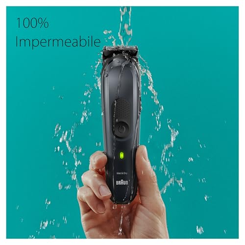 Braun REGOLABARBA UOMO, Tagliacapelli Uomo, Rasoio Elettrico Barba e Capelli, 17-in-1 Styling Kit per Barba, Capelli, Corpo, Naso e Orecchie, 100 Minuti Di Utilizzo, Idea Regalo, MGK7491 Nero - Immagine 5