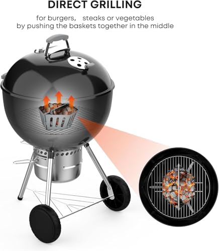 onlyfire Kohlekorb für Weber 57/67cm Holzkohlegrills, Holzkohlekörbe Kugelgrill, Direktes und Indirektes Grillen, Robuster Stahl, Kohlebörbchen Grill Zubehör, 2 Stück