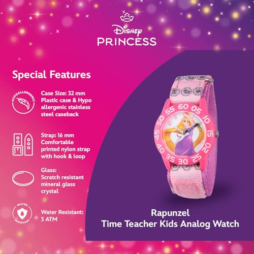 Disney Girl's 'Rapunzel' Quartz Plastic and Nylon Watch, Color:Purple (Model: W002967)4