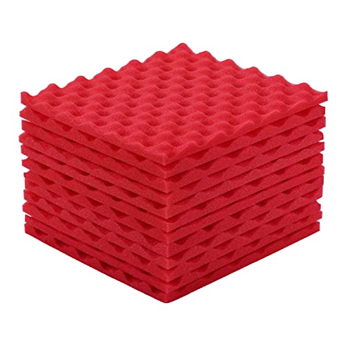 12 unidades de espuma acústica para podcasts, estudios de grabación, oficinas, estudios de grabación en casa, aprendizaje acústico, espuma acústica (30 x 30 x 2,5 cm), color rojo Cover