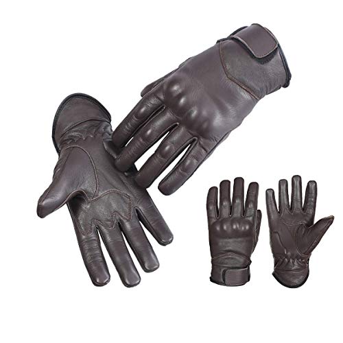 ADIX Sports Brown Leather Touchscreen Best Waterproof Thermal Thinsulate Warm Winter Motorcycle Motorbike Racing & Sport Gloves Easy Wrist Fastening (Extra Small)
