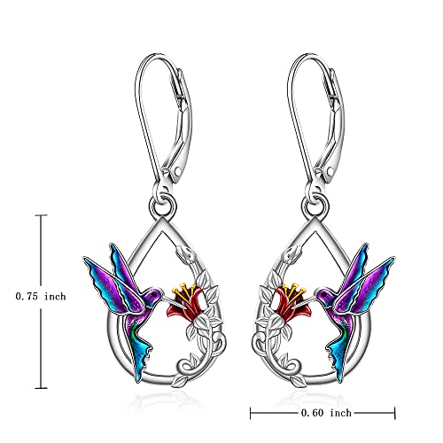 Hummingbird Earrings for Women Sterling Silver Blue Purple Hummingbirds Dangle Earrings Bird Jewelry Charm Gifts for Christmas Mothers Day2