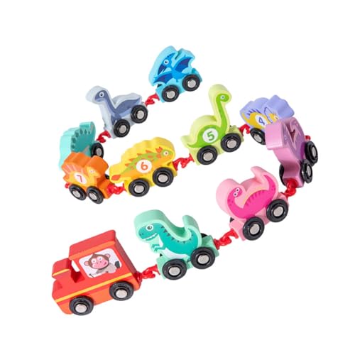 NOLITOY 恐竜数字小火車ブロック おちゃ知育 早期教育用木製数字積み木 幼児集中力向上 形状認識訓練付き