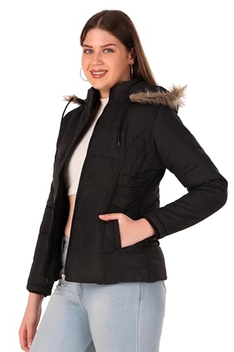 Image of Brazo Girls and Women's Puffer Regular Fit Bomber Jacket For Winter Wear | Hooded Neck | Full Sleeve | Zipper | Casual Jacket For Woman & Girl | Western Stylish Jacket For Women