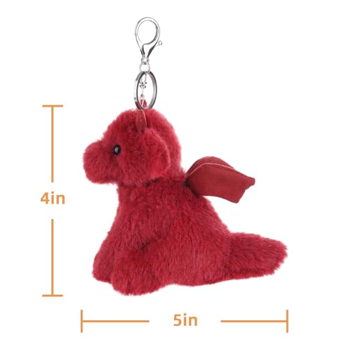 Apricot Lamb Cute Toys Plush Dragon Dinosaur Stuffed Animal Soft Keychain for Kids Bag, Purse, Backpack, Handbag (5 Inches) …, Red, 3.9 inches