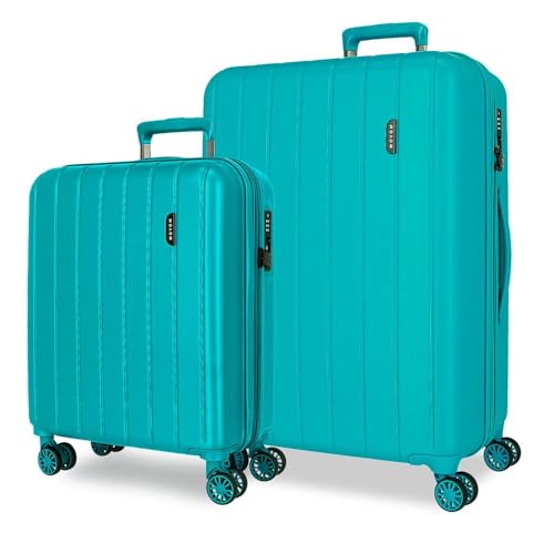 Movom Wood Juego de Maletas Azul 55/68 cms Rígido 6,6 kgs Cierre TSA ABS 6,6 kgs 109L Extensible Equipaje de Mano