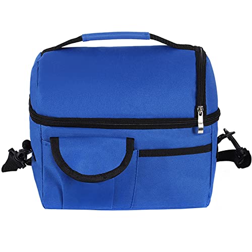 Vaupan Grand sac à déjeuner isotherme pour homme et femme, boîte à déjeuner réutilisable à double compartiment pour l'école, le pique-nique, étanche avec bandoulière réglable pour adulte (bleu) Cover